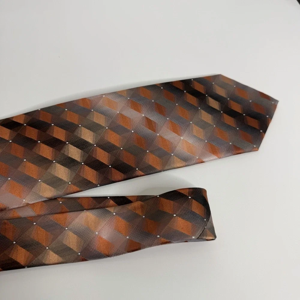 Van Heusen Men's Silk Tie‎ Geometric Orange Multi NWT 3 1/4